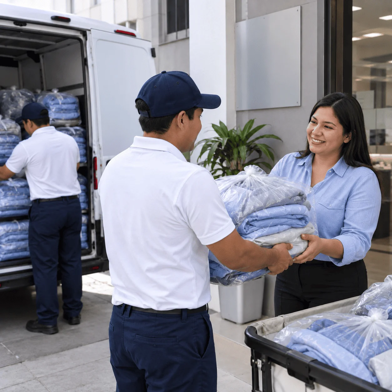 Canasta de ropa preparada para servicio de lavandería